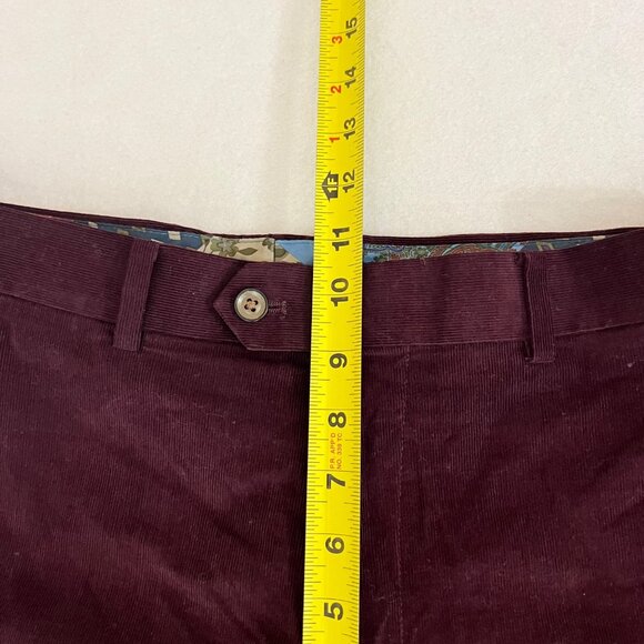 Tallia Men's Maroon Corduroy Pants Size 32x32 Slim Fit Mid Rise Straight Leg - Picture 10 of 12